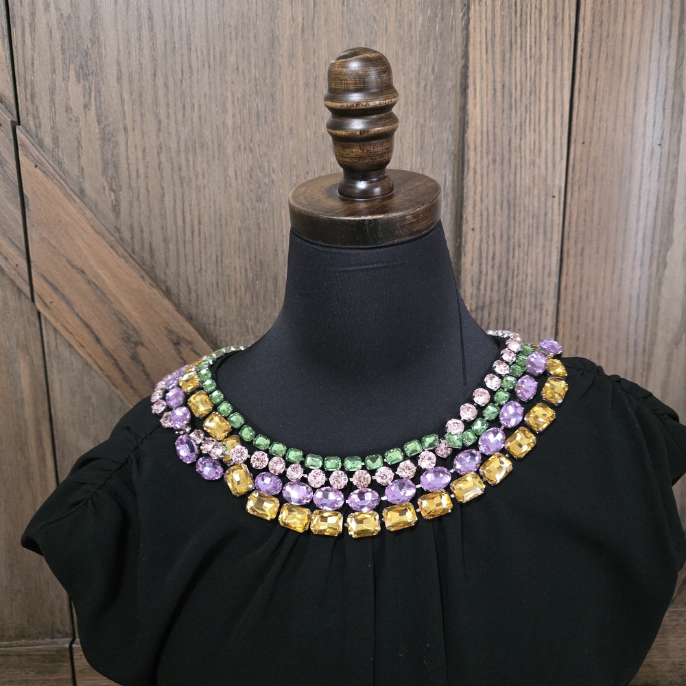 Cinq à Sept Black Dress with Colorful Beaded Neckline - Picture 2 of 3